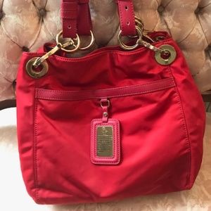 JPK Paris 75 red nylon hobo tote